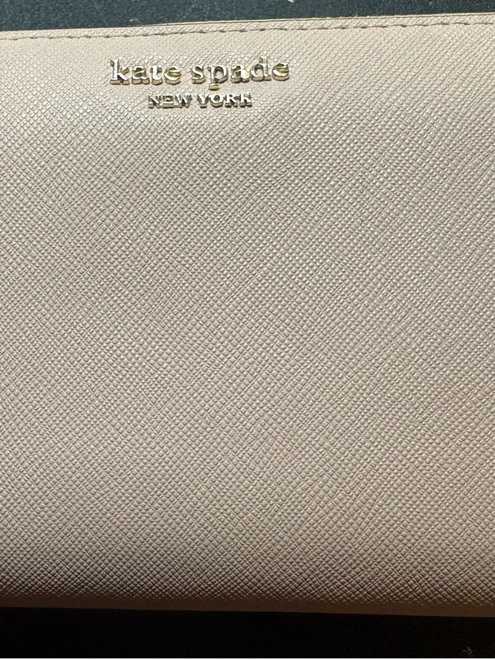 kate spade Blush Pink Saffiano Card Wallet with Gold Logo